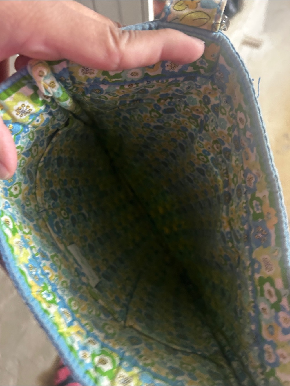 Vera Bradley Quilted Floral Tote in Blue, Green & Yellow - Picture 4 of 4